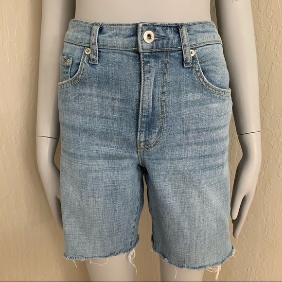 ELLA MOSS High Waist Straight Denim Shorts Raw Hem High Rise Size 4/27 - Picture 6 of 15
